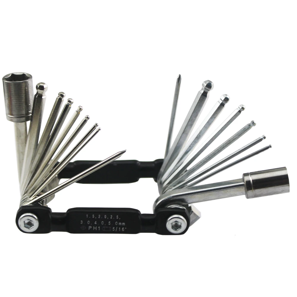 

17 in 1 Moutain Road Bike Folding Hex Wrench Socket Spanner Screwdriver Repair Tool Set