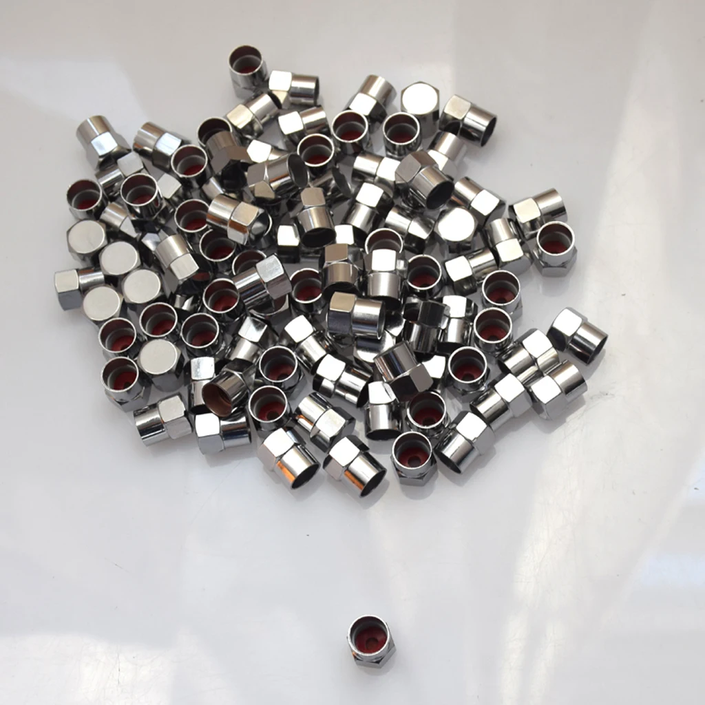 100 Pieces Tire/Wheel Air Pressure Stem Valve Caps Plastic Made Chrome Plated Universal