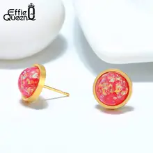 Effie queen 316L серьги-гвоздики из нержавеющей стали для женщин опал красный синий фиолетовый серьги с камнем круглые ювелирные изделия IE128