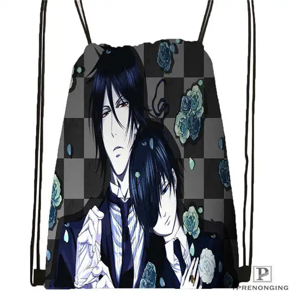 На заказ Ciel. Phantomhive. full. Походная сумка на шнурке, милый рюкзак для детей(черная спинка) 31x40 см#180611-01-07