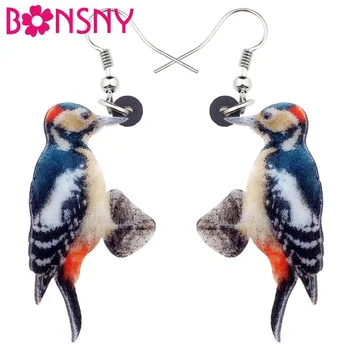 

Bonsny Acrylic Tropic Floral Sitting Bird Earrings Big Long Dangle Drop Novelty Jungle Animal Jewelry For Women Girls Teen Gift
