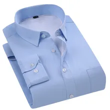 Плюс Размеры 8XL 7XL 6XL 5XLNew зимние мужские бархатные рубашки для мальчиков Повседневное с длинным рукавом однотонные Цвет с отложным воротником BlueMale теплая рубашка с длинным рукавом