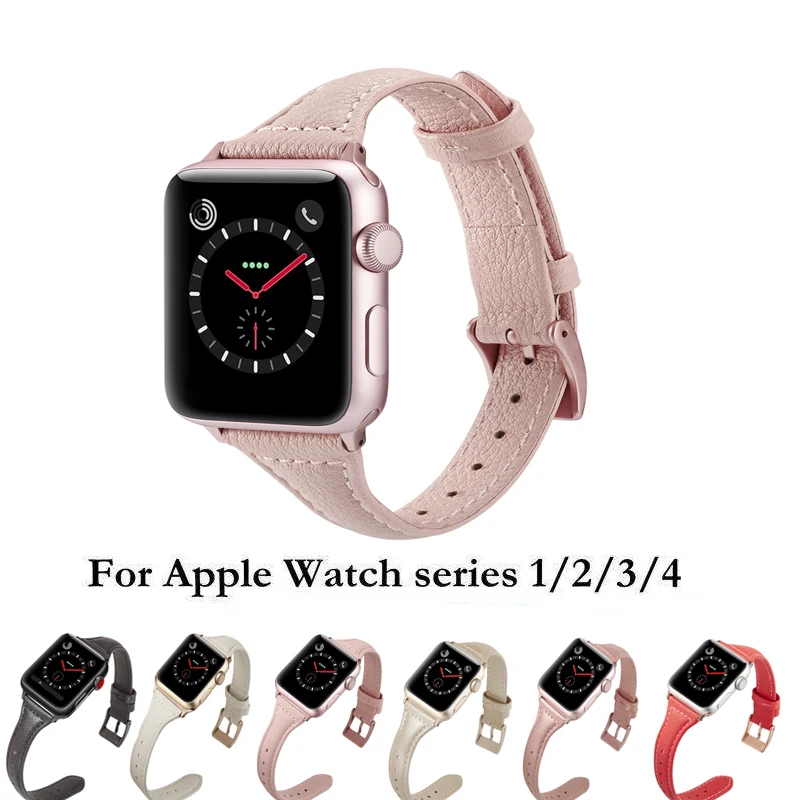 

Genuine Leather Replacement Strap withfor with Apple Watch Band 38/40/42/44mm metal Buckle for Apple Watch Series 4 3 2 1