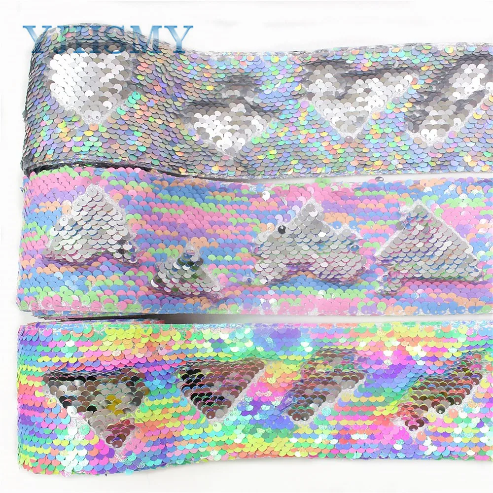 

I-19619-1405,2Y/lot 3"75mm Colorful Reversible Sequin Ribbon DIY Hairbows Accessories Wedding Party Decoration Holiday Materi