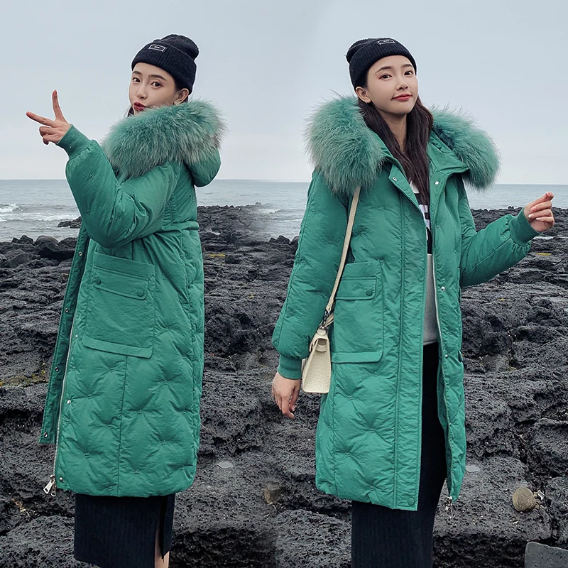 

2020 new High Quality Women Winter Jacket Outwear Hooded With Fur Collar Female Coat Long Warm Parka Abrigo Mujer