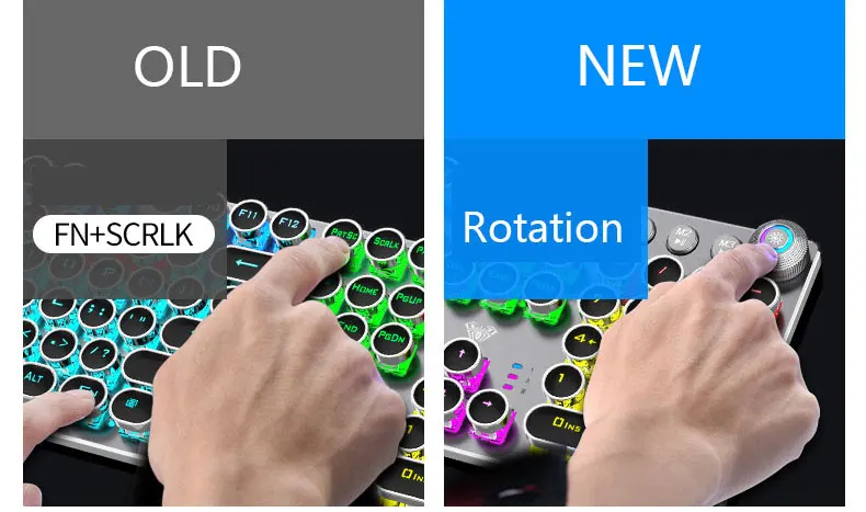 Ретро стимпанк игровые клавиатуры вращающийся макро подсветка механическая клавиатура винтажный синий красный переключатель 104 клавиш Светодиодный компьютерный геймер