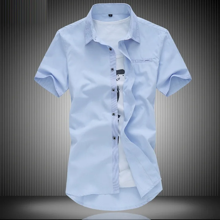 Мужская рубашка большого размера 6XL 7XL 8XL, рубашка с короткими рукавами в британском стиле, летняя повседневная хлопковая хипстерская домашняя темно-синяя рубашка
