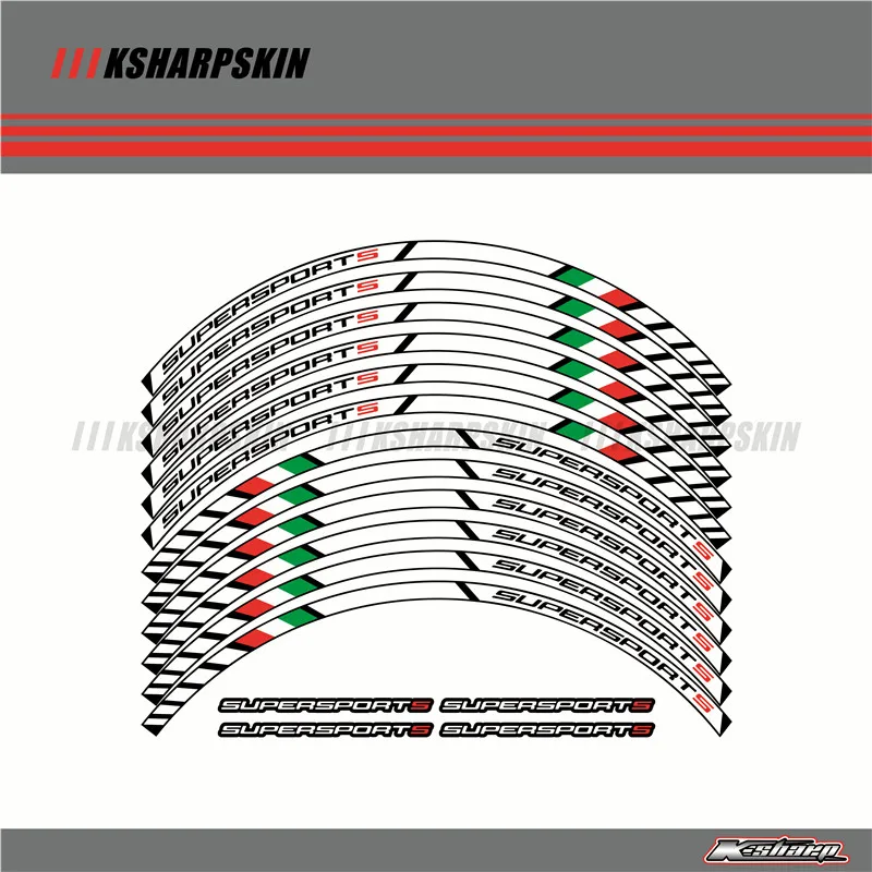 12 X толстый край внешний обод наклейки в полоску колесные наклейки подходят всем DUCATI Супер Спорт supersport s 939 - Цвет: K-LQT-DUC-SUP-02