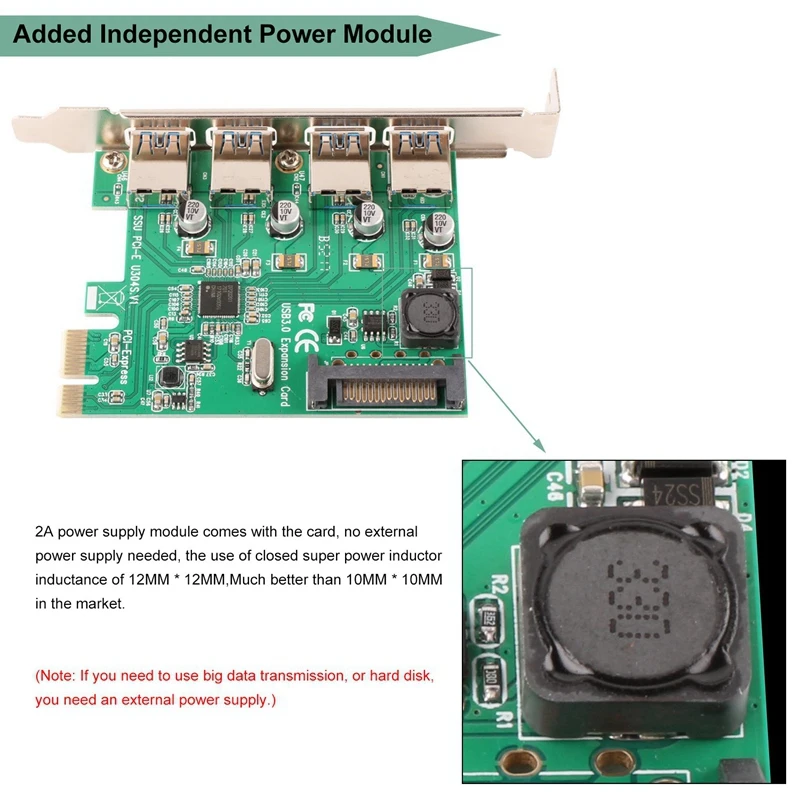Горячая Супер скорость 4 порта Pcie к Usb 3,0 плата расширения с 15 Pin Sata разъем питания Usb3.0 Pcie контроллер концентратор для рабочего стола