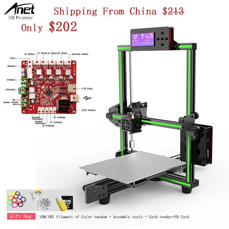 

2018 Anet E2 3d Printer Kit Easy Assembly Delta impresora 3d Reprap i3 DIY Kit LCD Screen 3d Printer with 1kg PLA/ABS Filament