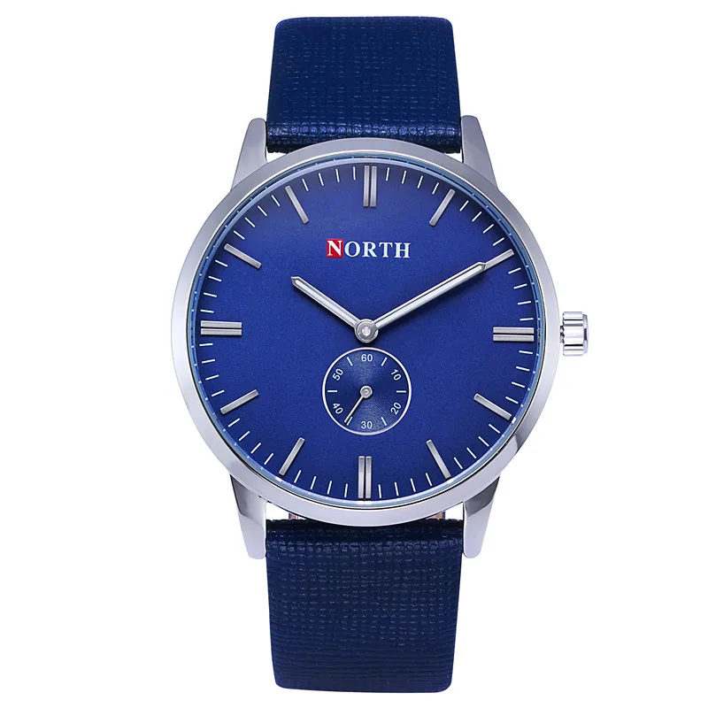 Элитный бренд north часы для мужчин кожа best водостойкий Relogio Masculino Montre Homme синий