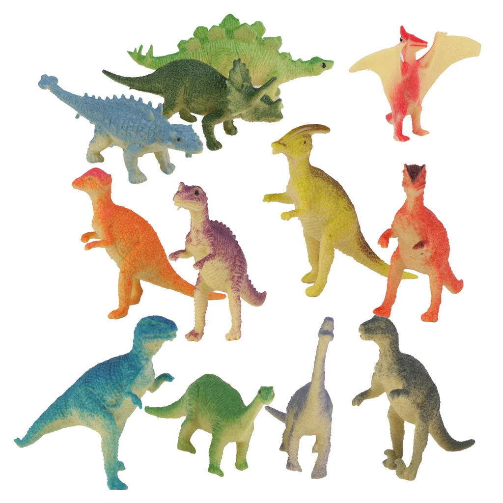 

12Pcs Plastic Reptiles Animal Dinosaur Model Jurassic Monster Toy Multi-color