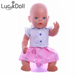 Luckdoll короткий рукав блузка и розовая юбка для дюймов 18 дюймов американская кукла или см 43 см куклы аксессуары куклы