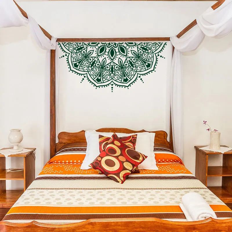 

Flower Mandala Wall Decal Half Mandala Wall Sticker Cute Car Decals Stickers Table Stencil Moroccan Decor DIY MT15