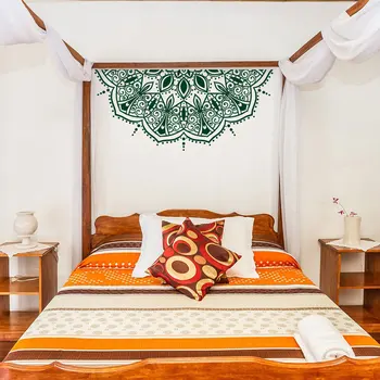 Kwiat naklejka ścienna Mandala pół Mandala naklejka ścienna śliczny samochód naklejki naklejki tabela wzornik wystrój marokański DIY MT15 tanie i dobre opinie Nowoczesne For Wall Naklejki na meble Naklejki podłogowe naklejki okienne Płaska naklejka ścienna Jednoczęściowy pakiet