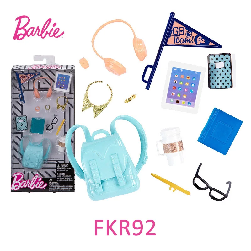 Оригинальные аксессуары для куклы Барби; комплект обуви; модные босоножки на высоком каблуке; шляпа Барби; школьная сумка; Туалетная игрушка для детей на день рождения - Цвет: FKR92