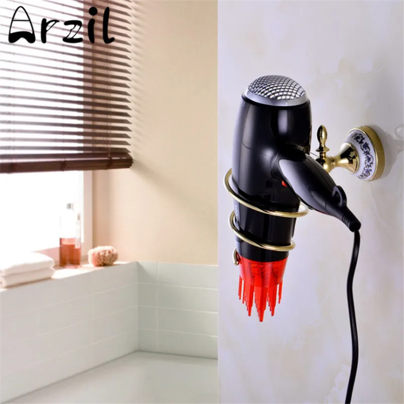 Classical European Bathroom Hair Dryers Rack Holder Kitchen Toilet Bath Towel Hanger Blue and