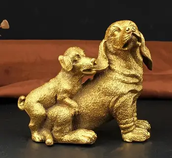 

12cm Feng Shui copper 12 Zodiac dog home living room creative craft ornaments
