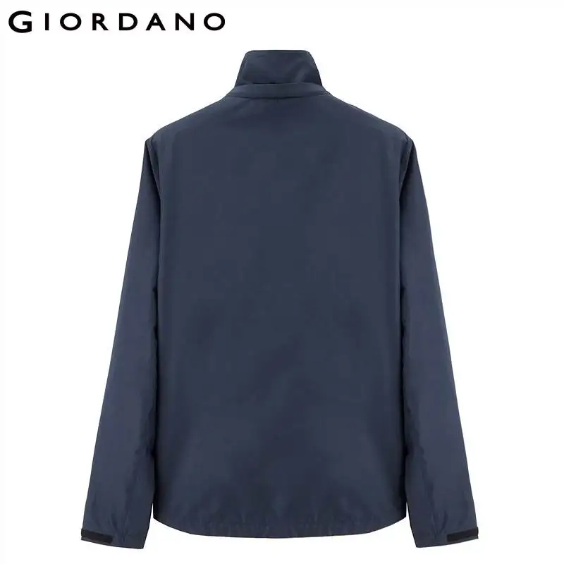 Giordano Мужская Ветровка простая тонкая съемный капюшон на молнии ветрозащитная