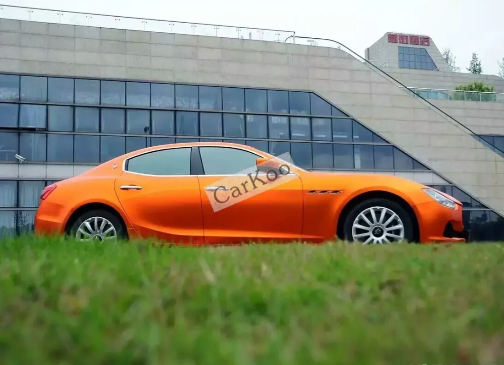 Orange Матовый хром винил автомобилей wrap Винил изменение цвета клей матовая пленка С Воздушного Пузыря Free Metallic