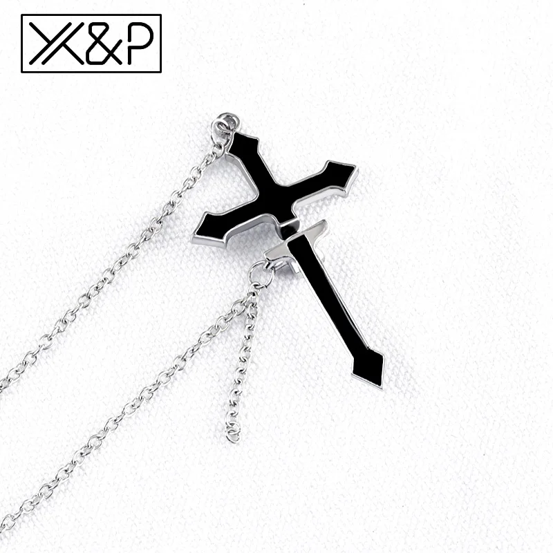 X& P новые серьги с черным крестом, модные, в стиле панк, 1 шт., большая цепочка, висячие серьги для женщин, длинные съемные серьги, ювелирные изделия в стиле хип-хоп