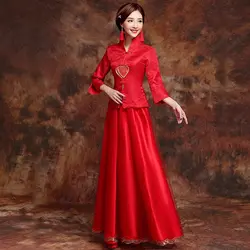 Китай Стиль торжественное платье свадебное платье вышивка cheongsam элегантные тост костюмы за рубежом традиционные невесты Qipao платья женские