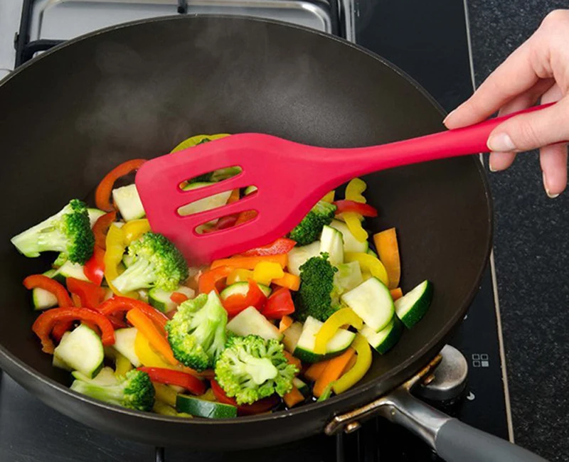 Silicone Slotted Turner Cooking Utensils Kitchen Spatula Non-stick Frying Pan Pot Shovel Scoop Cookware Kitchen Accessories (10)