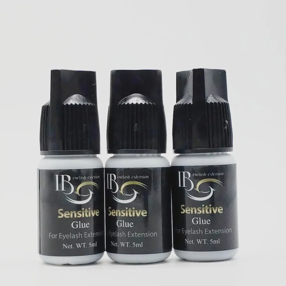 

Free Shipping IB professional Sensitive Glue for Eyelash Extensions fast dry Adhesive strength up to 30 days 5ml 3 pieces/lot