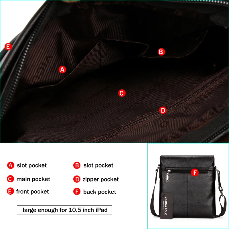 VICUNA POLO Men Shoulder Bag Classic Brand Men Bag Vintage Style Casual Men Messenger Bags Promotion Crossbody Bag Male Hot Sell