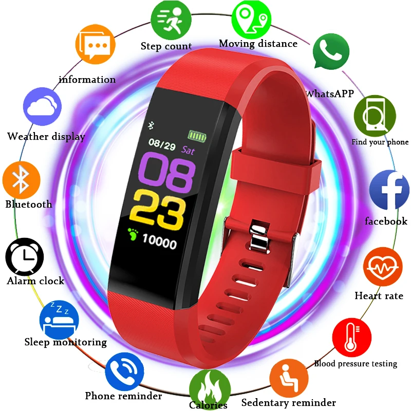 

Sport Smart Watch Men Women Bluetooth Digital LED Smart Watch Waterproof Blood Pressure Heart Rate Pedometer For Android iOS+Box