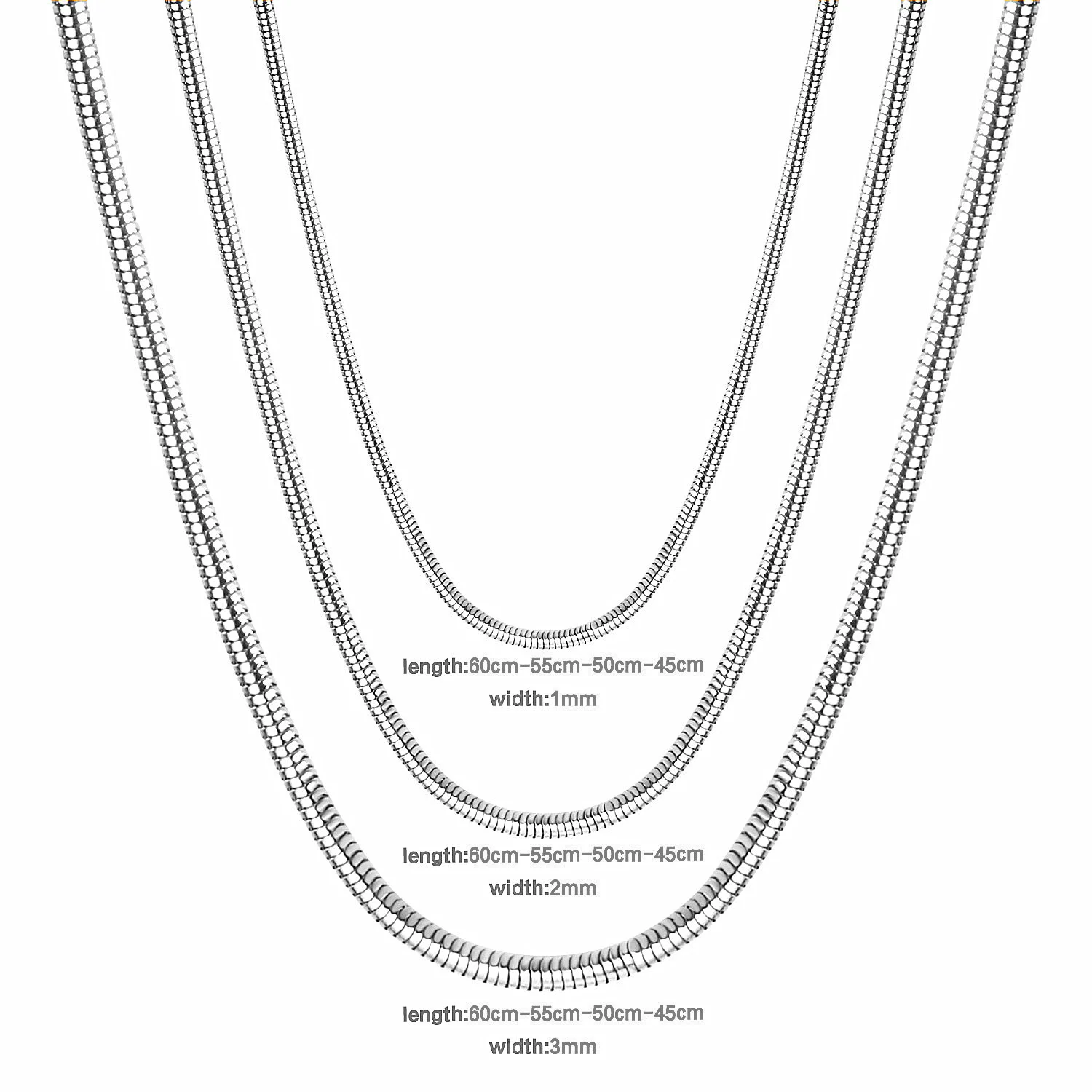 Роскошные стальные стандартные ожерелья-цепочки в виде змеи из нержавеющей стали с золотым/серебряным покрытием ожерелья с застежкой-лобстером для подвесок