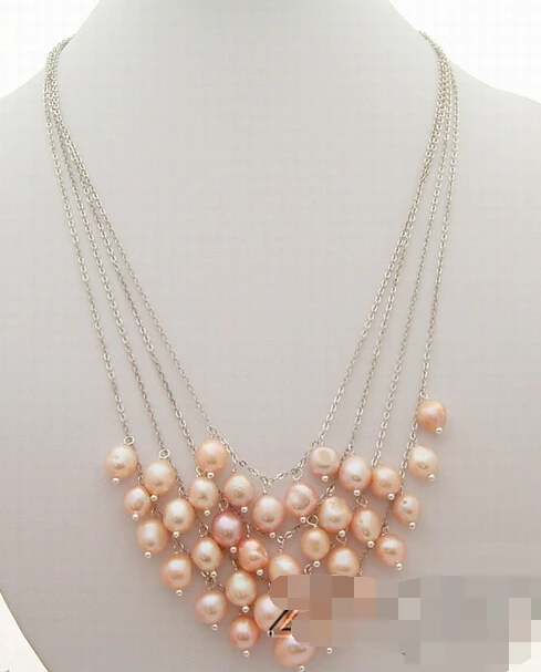 

HOT N551 10x8mm Pink Baroque Pearl Necklace