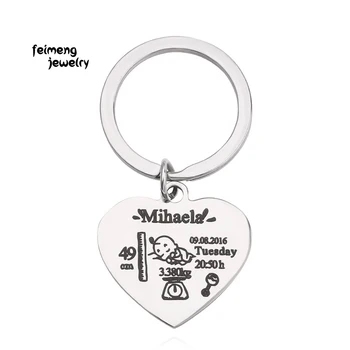 

Heart Baby Stats Weight Length Custom Name Cute Chaveiro Dad Mom Keepsake Baby Birth Keychain Jewelry Gift Commemorate Engrave