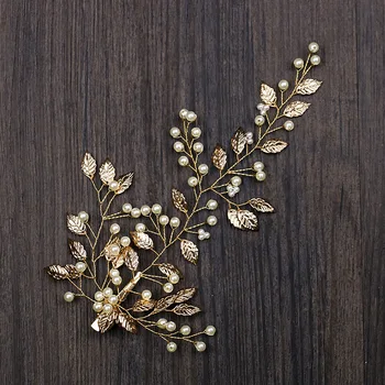

Golden Leaf Pearl Headband Hair Clips For Women Wedding Bride Hair Accessories Headband Decorations Hairband