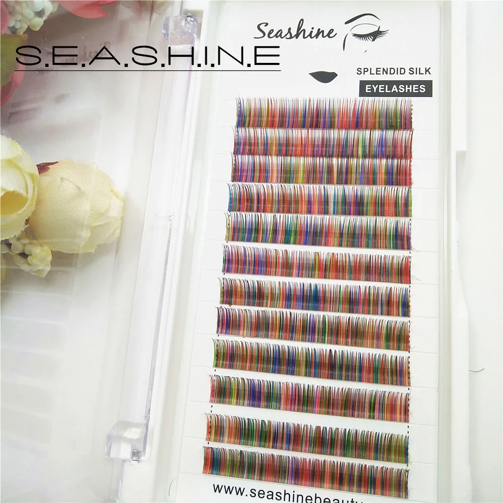 Buy Seashine 12lines/tray mixed volume lashes rainbow