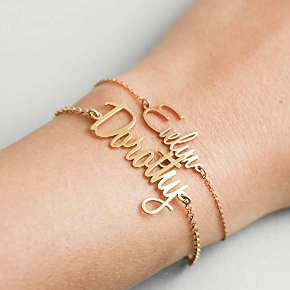 Personalized Custom Arabic Name Bracelet for Women Girl Jewelry Charm Anklet Name Handwriting Signature Valentine's Gift