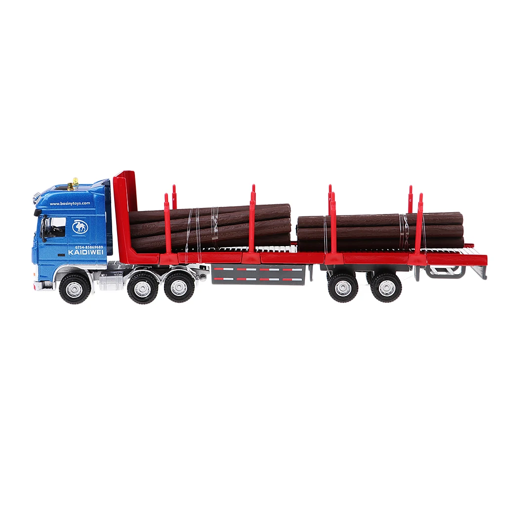 

1/50 Die-Cast Contemporary Wood Transport Truck Car Trailer Model Kids Pull Push Vehicle Toy