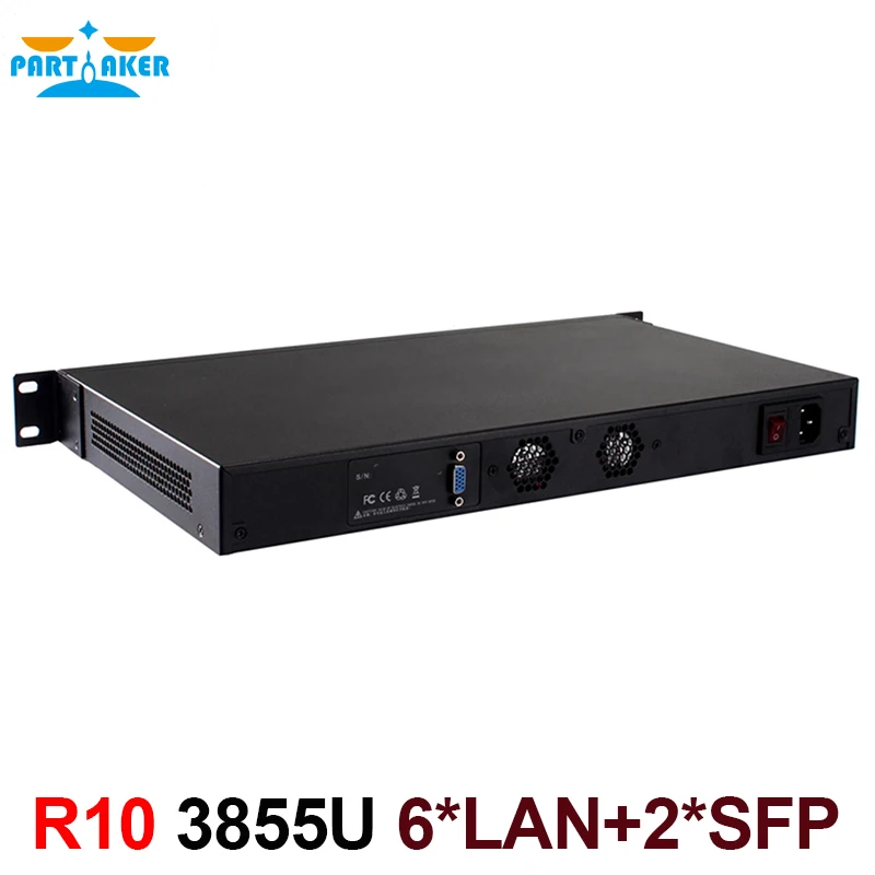 Partaker 19 Inch 1U Rack Server Intel Skylake Celeron 3855U Dual Core Firewall PC