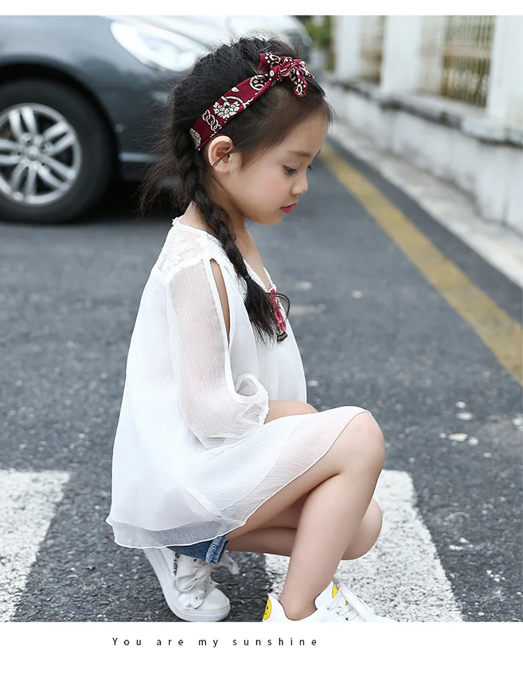 Children's T-shirt Girls Baby Summer Cute style Beautiful girl chiffon Printed loose T-shirt top for angel kids clothes (12)