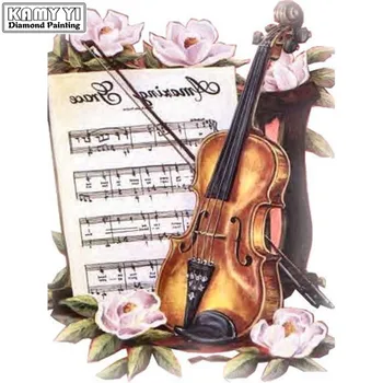

Full Square drill 5D DIY Diamond painting Violin and sheet music Diamond Embroidery Mosaic Cross Stitch Rhinestone decoration