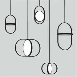 Скандинавская двойная Круглая Люстра, подвесной светильник, модная прикроватная лампа для гостиной, кафе, спальни, Бесплатная подвеска с