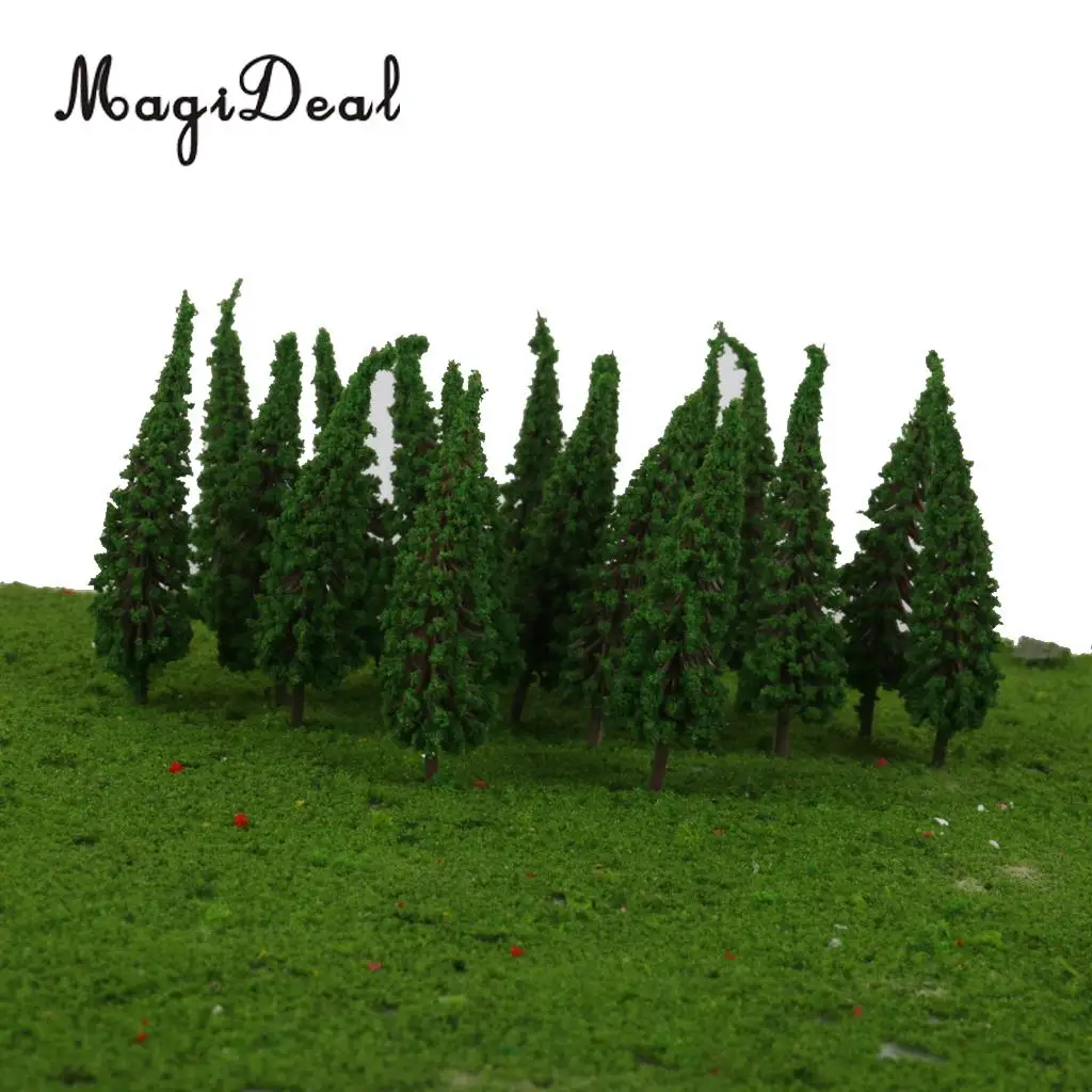 MagiDeal High Simulation 50Pcs/Lot 1/100 Scale Pagoda Trees Model Train Railroad Scenery for House Garden Park Greenery Decor