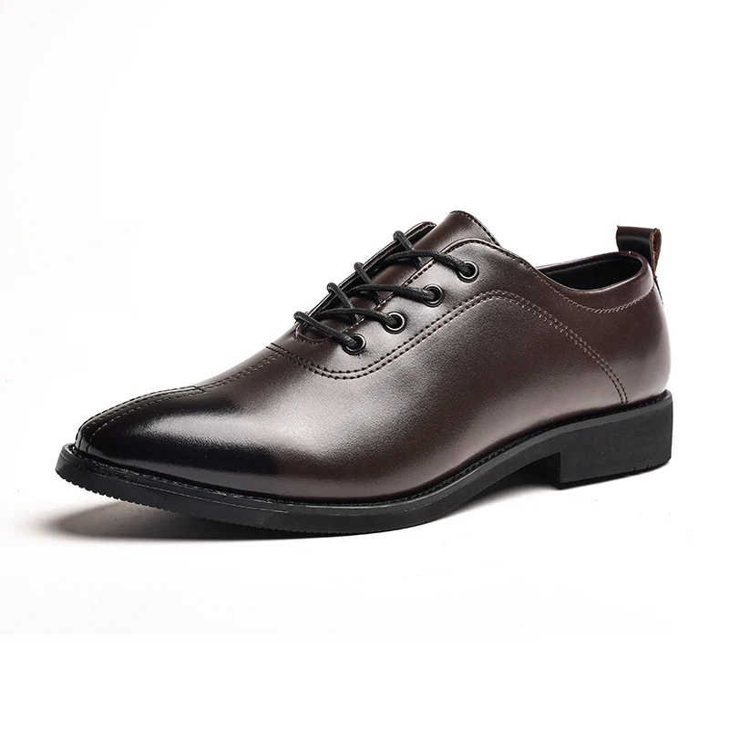 elegant genuine leather formal men shoes italian luxury brand wedding male footwear designer tan work dress oxford shoes for men (1)