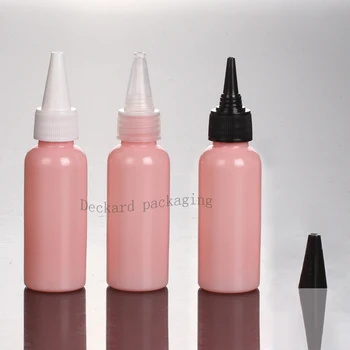 

100pcs/lot 50ml Pet Shampoo Cosmetic Oil Plastic Lotion Bottle Pointed Cap Refillable Perfume Container Squeeze Bottle Screw Cap