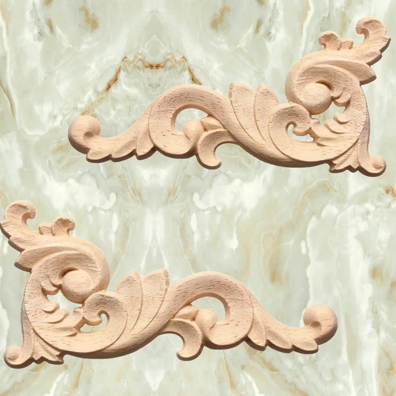 New Vintage Wood Carved Corner Onlay Lique Frame Furniture Wall Wood Carving Decal Corner Lique Frame Door Decorate Wall Doors Furniture Decorative Figurines Wooden Miniatures