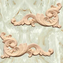 Wood carving Decal Corner Applique Frame Door Decorate Wall Doors Furniture Decorative Figurines Wooden Miniatures