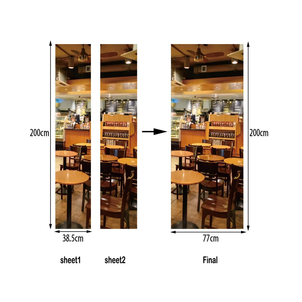 Индивидуальный размер/77*200 см 3D наклейки на двери кафе самоклеящиеся водонепроницаемые обои для украшения дома настенные наклейки для гостиной спальни