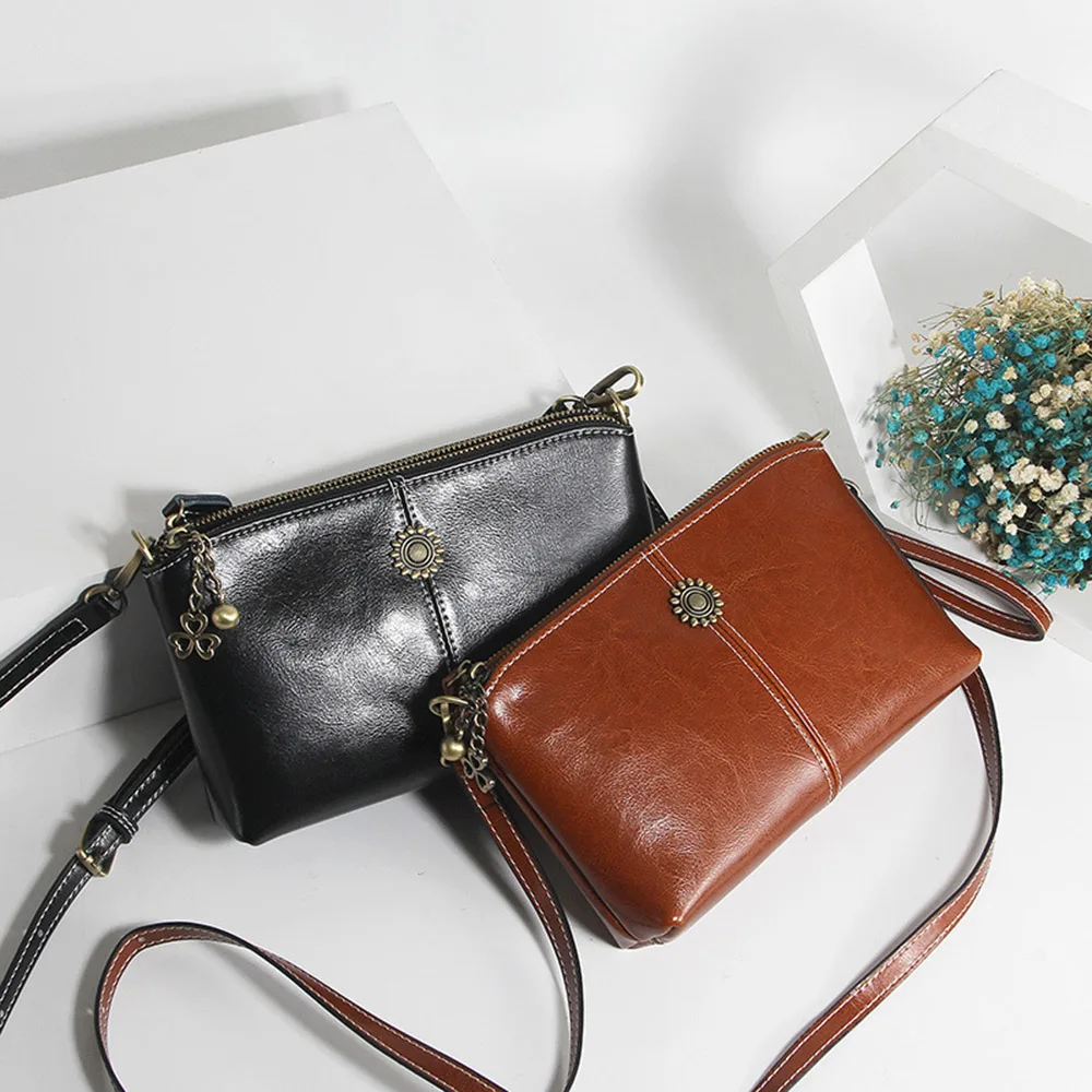 Zency 100% حقيقية الجلود النساء ريترو رسول محفظة براثن يوم أزياء سيدة الكتف Crossbody أكياس سوداء اللون البني