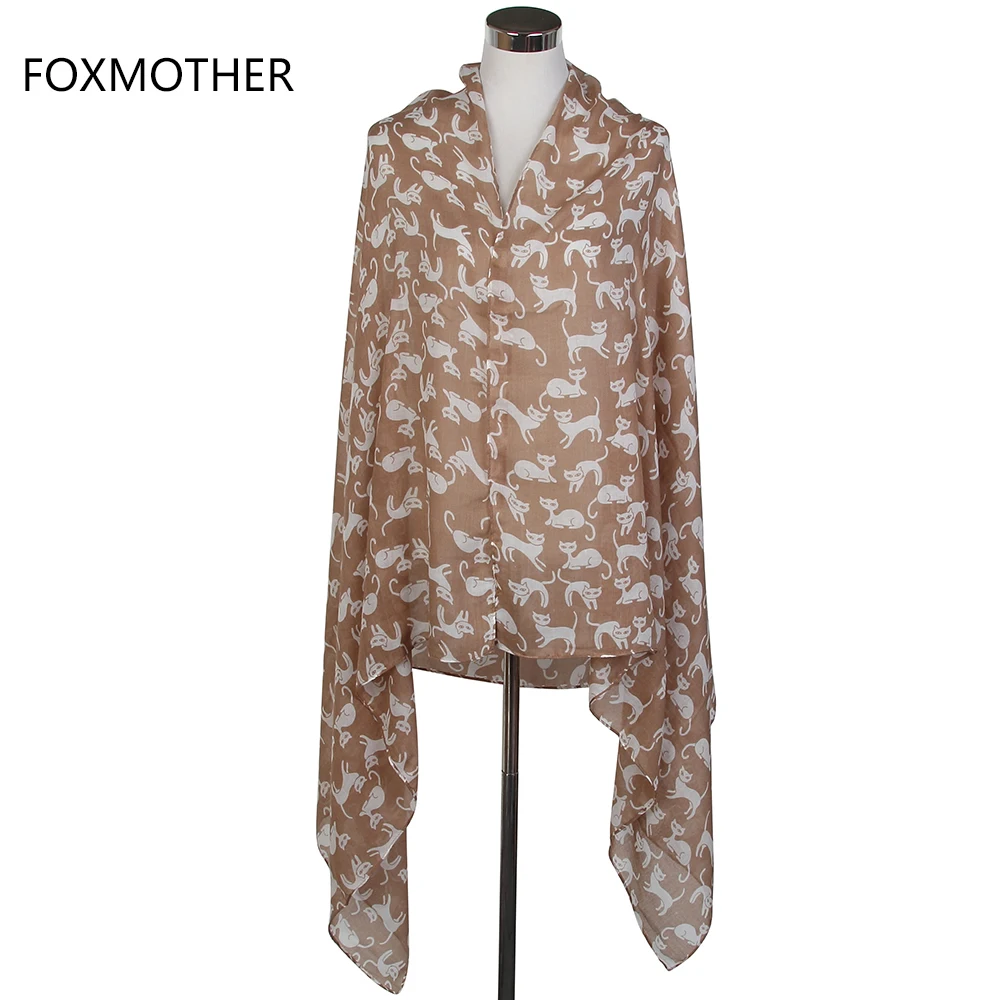 FOXMOTHER легкий мягкий милый серый хаки ВМФ Кот длинный шарф для женщин дамы матери Подарки