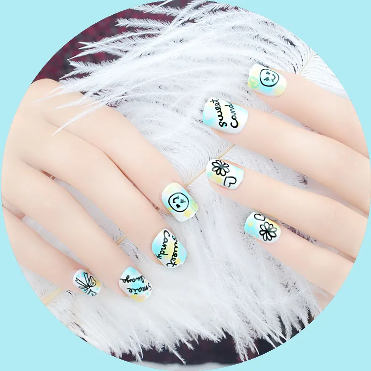 24pcs Lot Fake Nail Cute Design Nail Art False Tips Medium Full Cover False Nails With Glue For Kid Girls Pre Designed Fashion Nail Art False Tips Full Cover False Nailsfake Nails Aliexpress